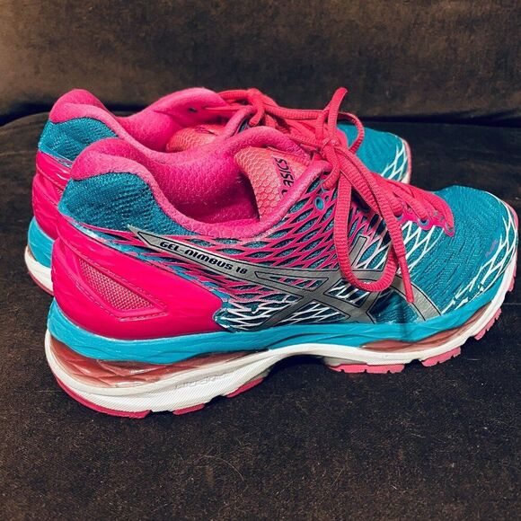 Mint Condition ASICS GEL NIMBUS 18 Womens US Pink Turquoise 8.5 US Medium 40 EUR - Picture 6 of 14